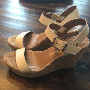 White Lace Cork Wedge